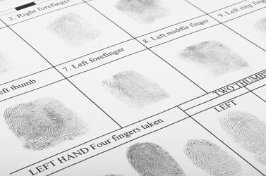 Fingerprint card in police labolatory